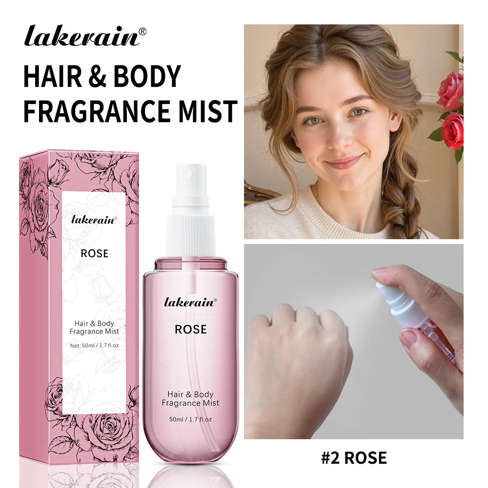 Long Lasting Vanilla and Rose Scented Hair and Body Fragrance Mist