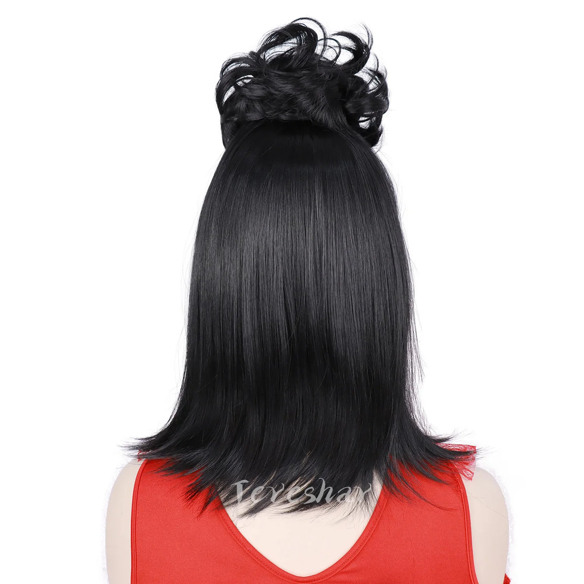 Black Synthetic Wig for Costume and Halloween Parties