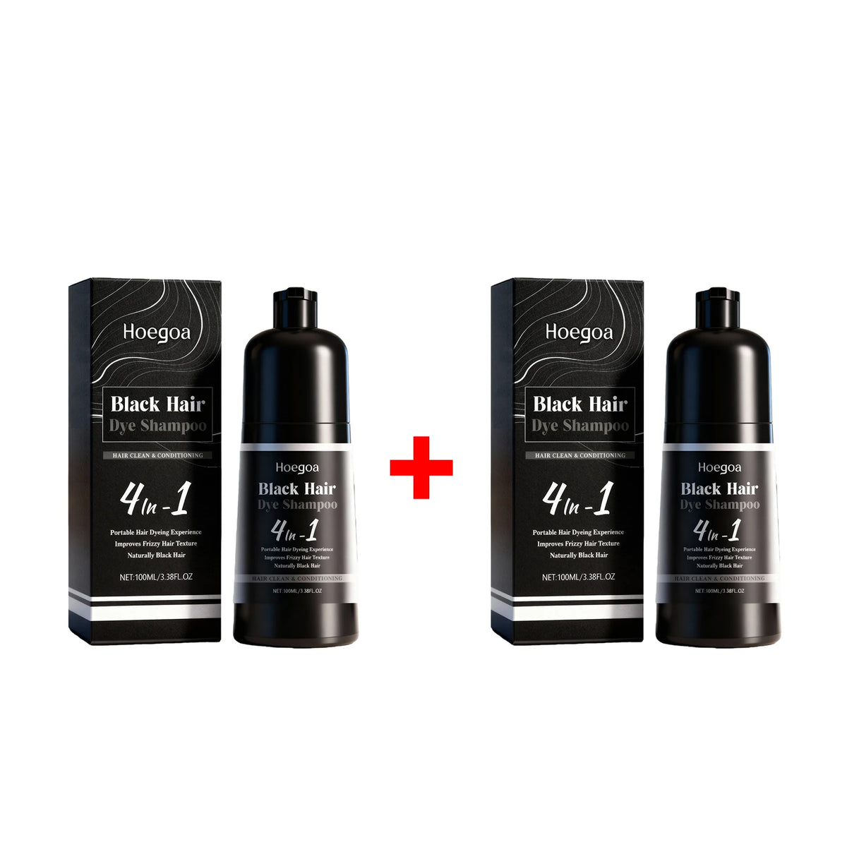 4-in-1 Instant Black Hair Dye Shampoo for Gray Coverage