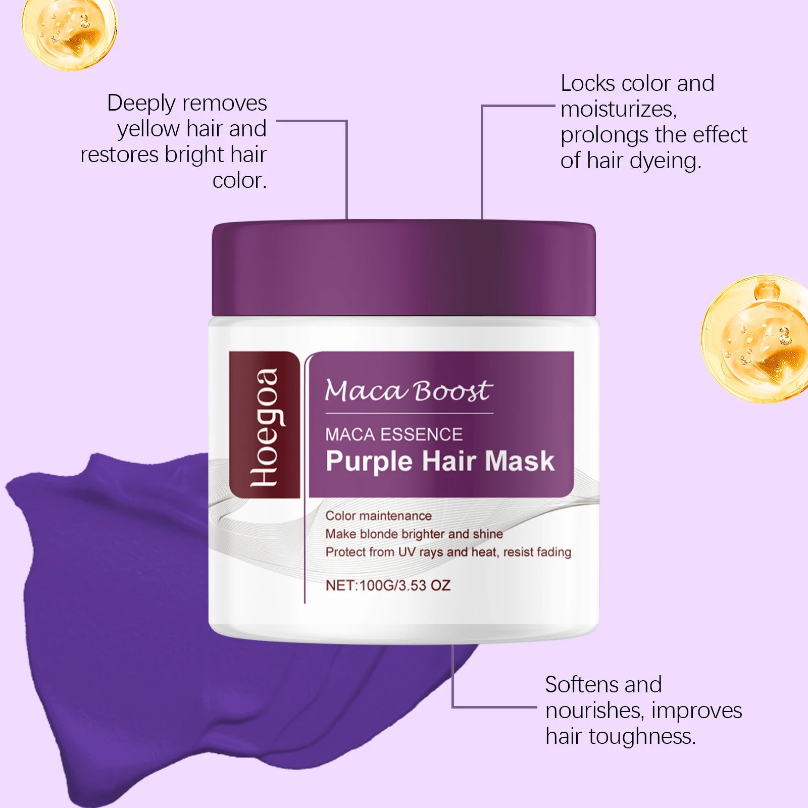 Purple Hair Mask and Shampoo Set for Blonde Hair Color Protection - 10