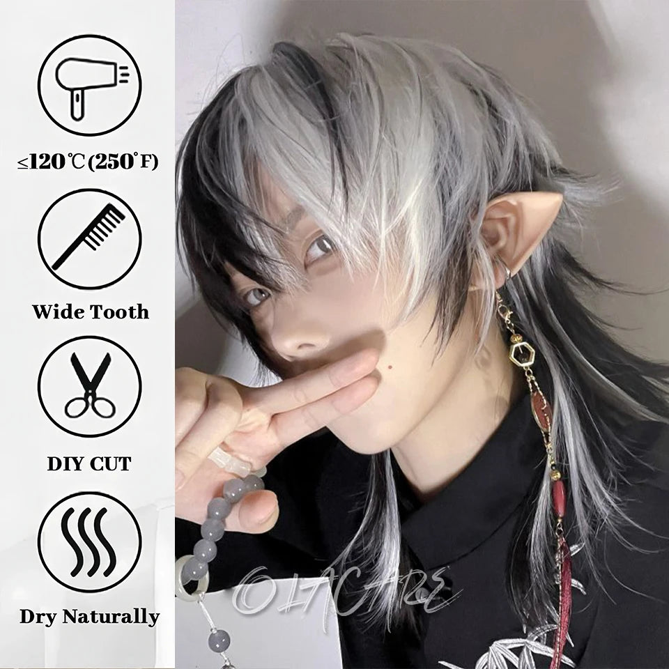Short Mullet Anime Cosplay Wig with Bangs - 4