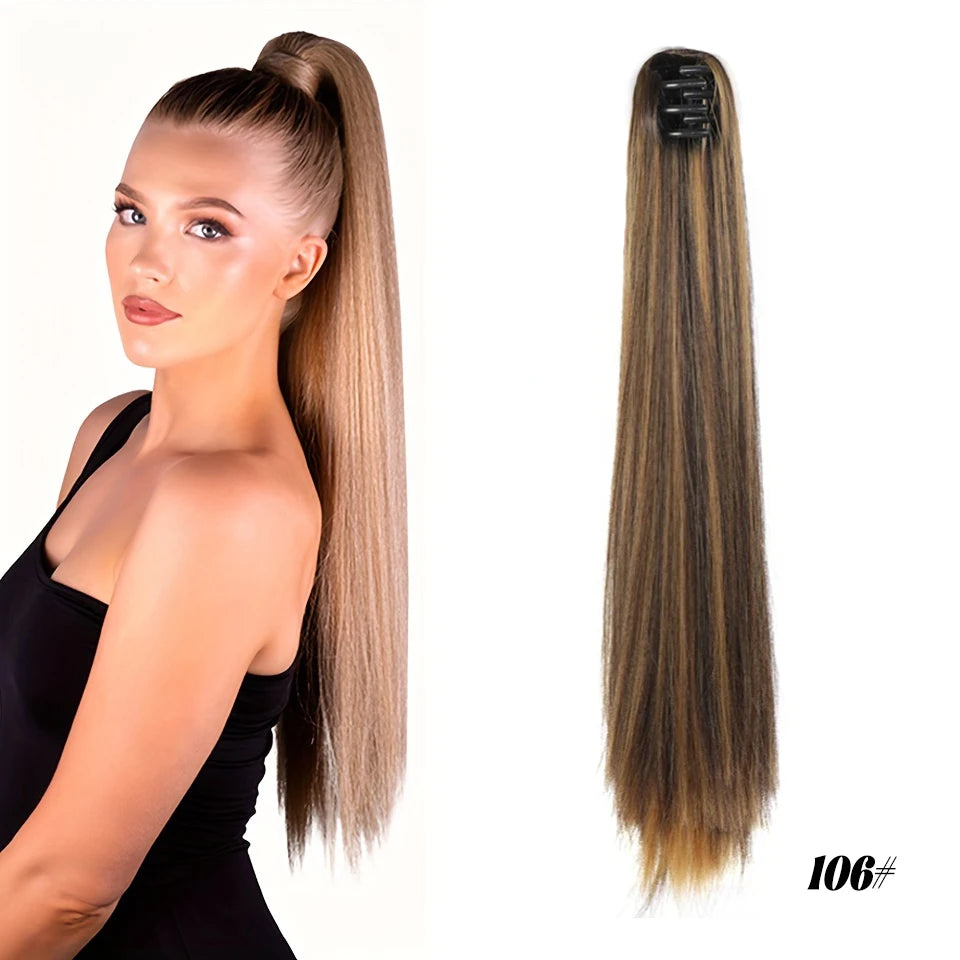 Long Straight Claw Clip Ponytail Extension for Instant Voluminous Hair