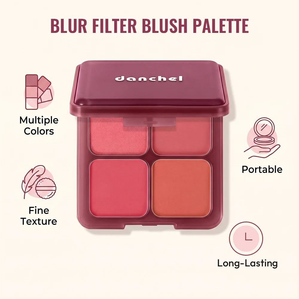 4-Shade Matte and Shimmer Blush Palette for Soft Focus Cheek Makeup - 2