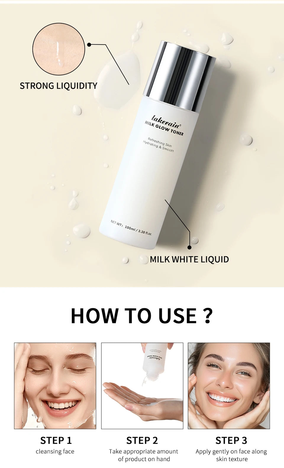 Brightening Milk Glow Face Toner for Hydrated and Radiant Skin