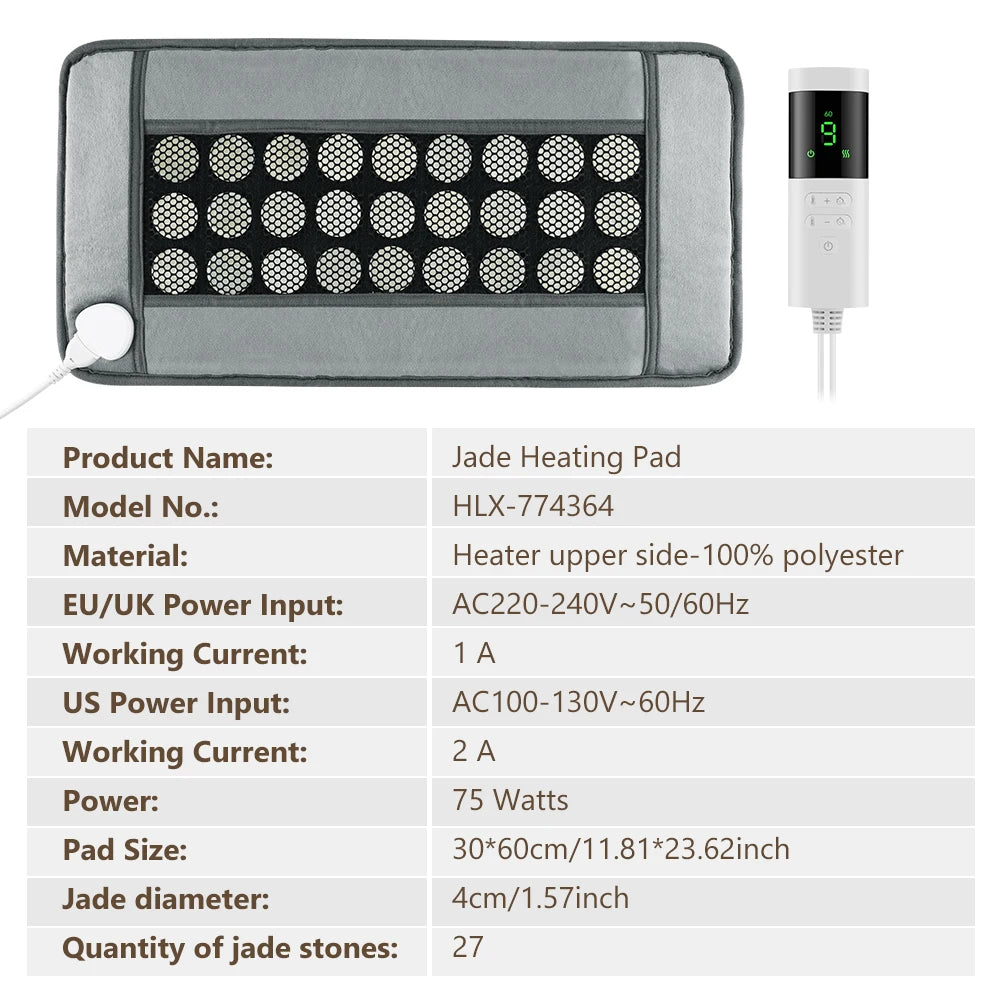 Electric Jade Stone Heating Pad for Pain Relief and Muscle Relaxation - 12