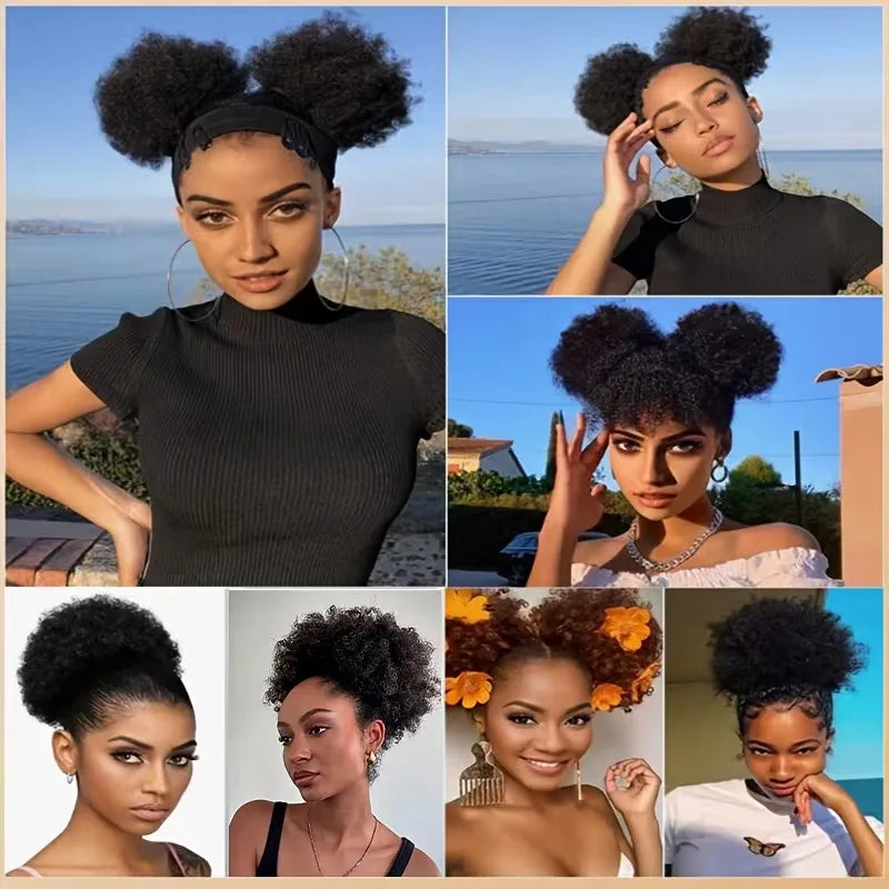 Afro Curly Drawstring Bun Hair Extension