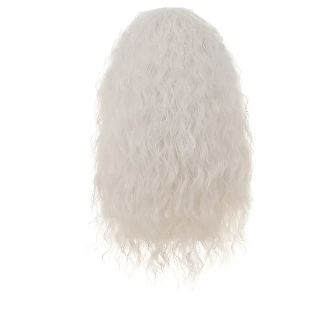 White Curly Wavy Costume Wig with Bangs for Cosplay and Halloween - 5