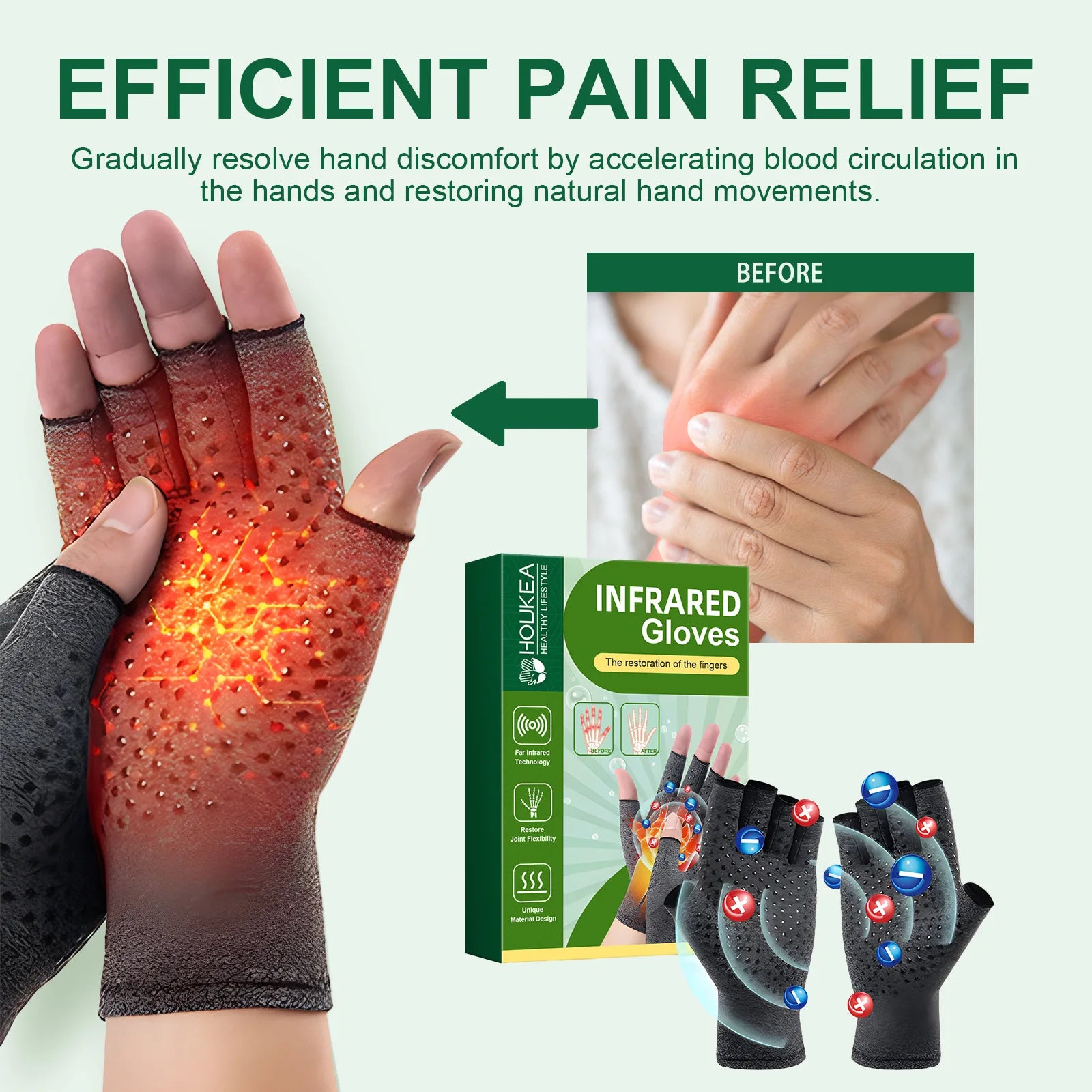 Magnetic Compression Therapy Gloves for Arthritis and Joint Pain Relief - 6