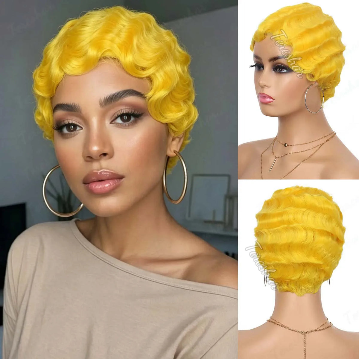 Short Finger Wave Pixie Cut Wig for Women Stylish Daily Cosplay Hair