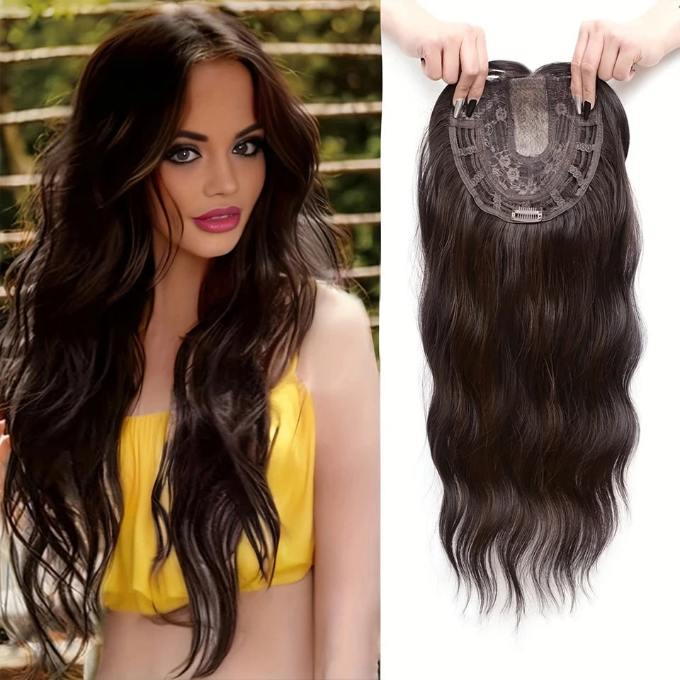 Clip-In Hair Topper with Bangs for Natural Volume and Root Coverage