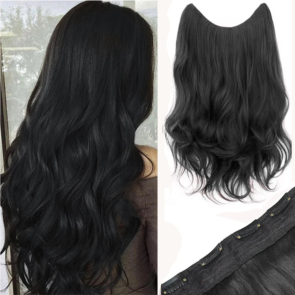 20 Inch Wavy Synthetic Hair Extensions with Invisible Clips - 1