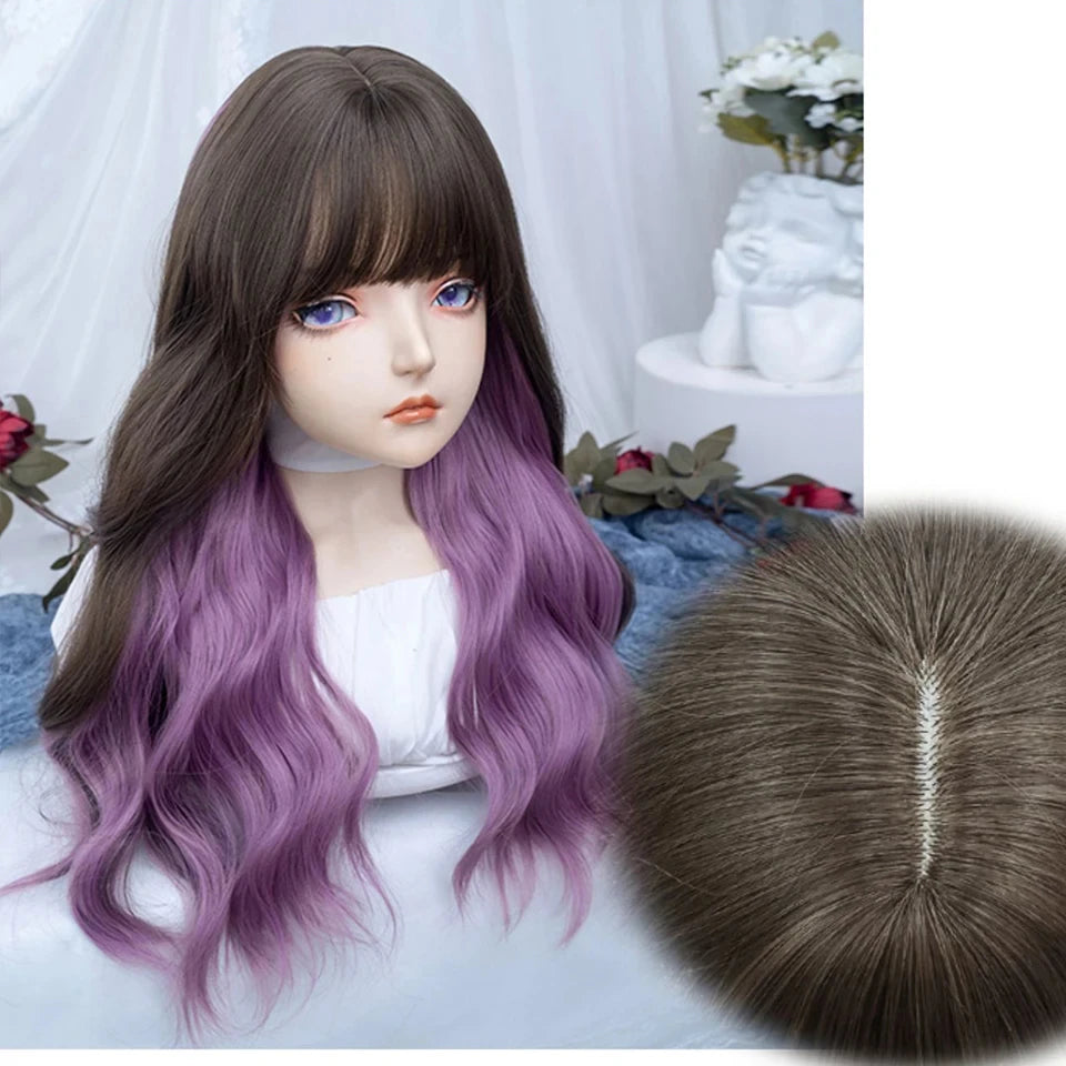 Long Deep Wave Lolita Wig with Bangs