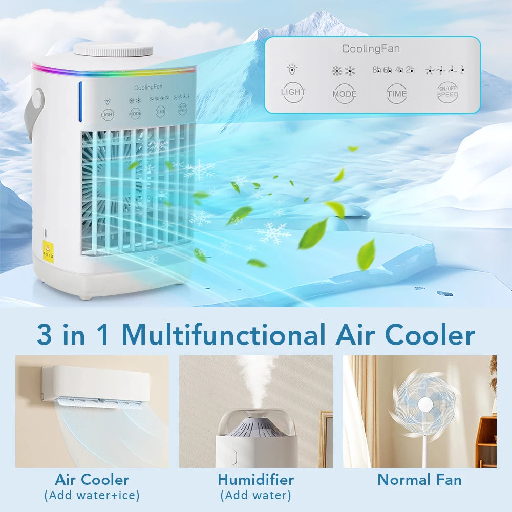 Portable Desktop Air Cooler and Humidifier with Misting Fan for Home - 7