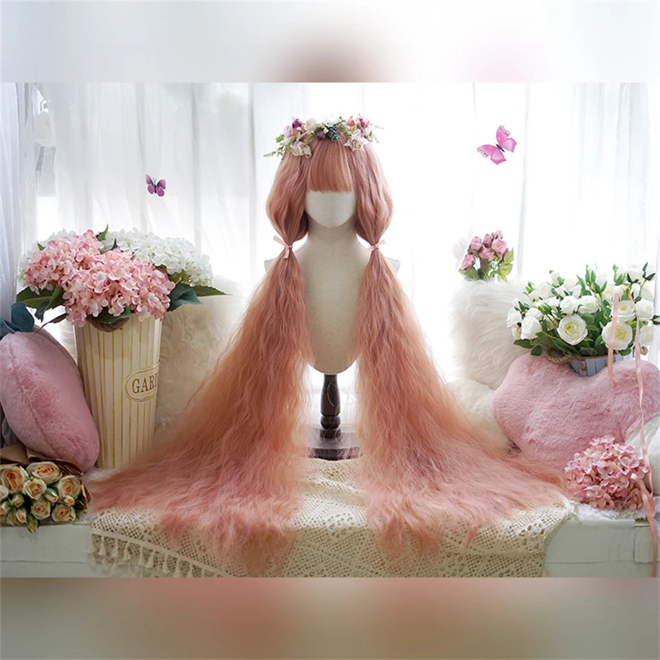 110cm Extra Long Wavy Cosplay Lolita Wig with Bangs - 3