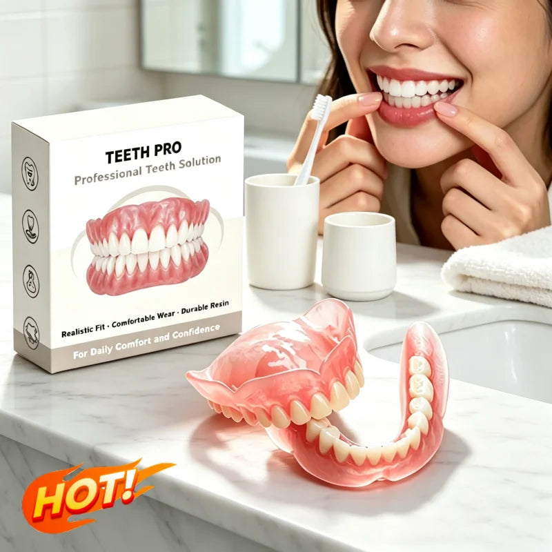 Comfortable Silicone Upper and Lower Denture Set for a Natural Smile