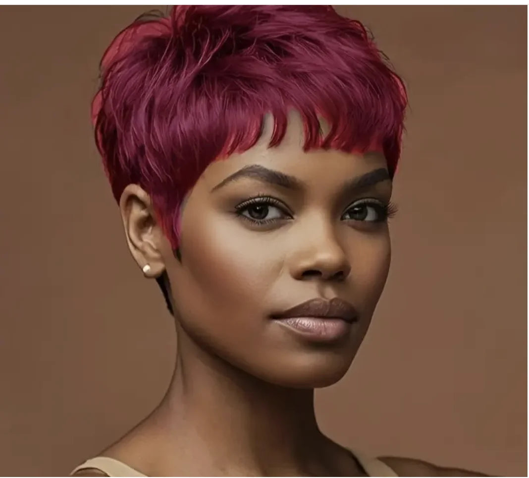 Short Curly Pixie Cut Wig with Bangs for Daily Wear - 8