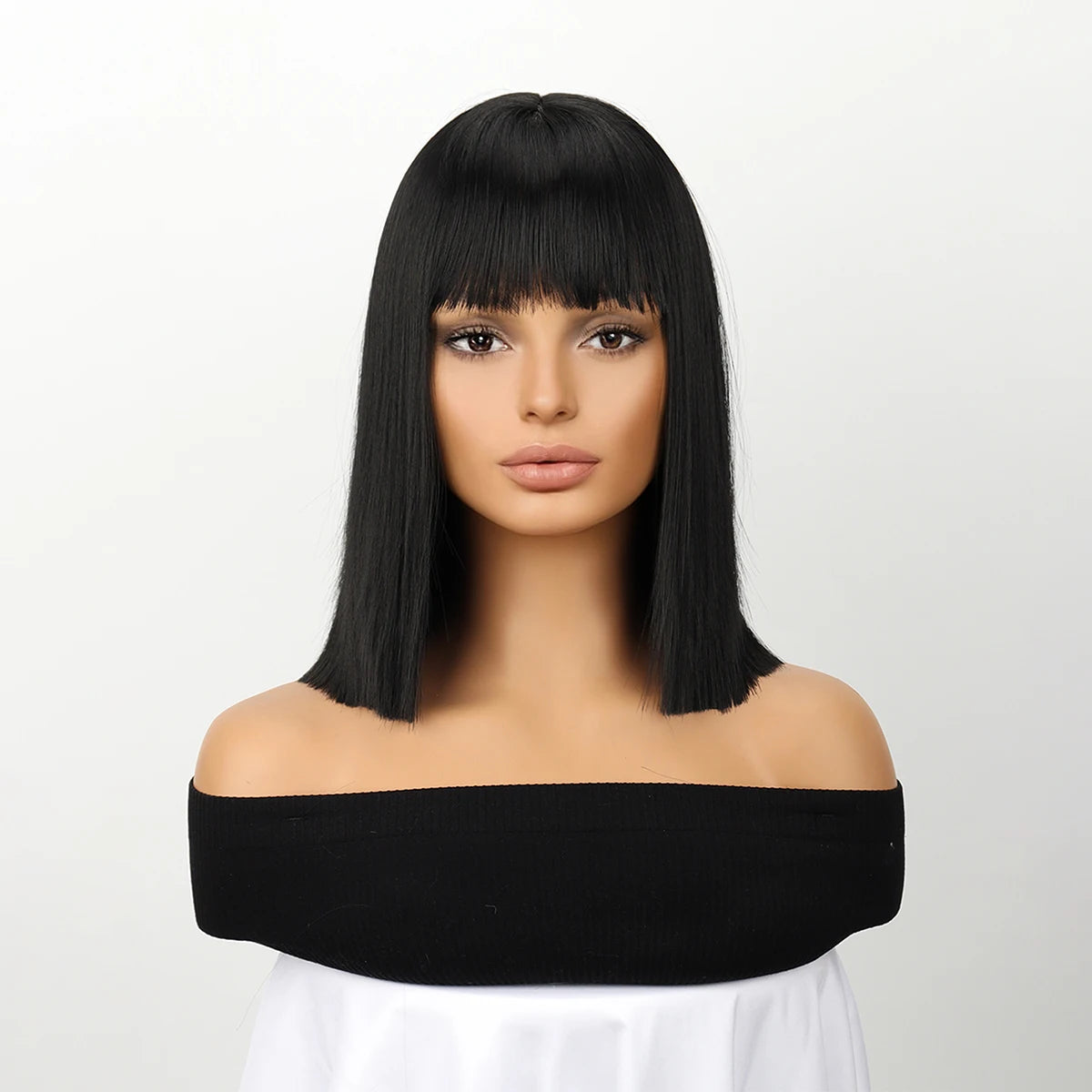 Short Straight Bob Wig with Bangs for Women