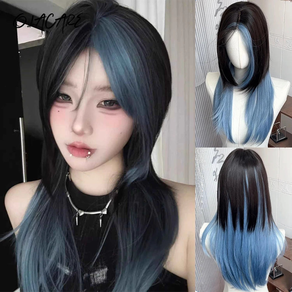 Long Straight Cosplay Wig with Bangs for Parties