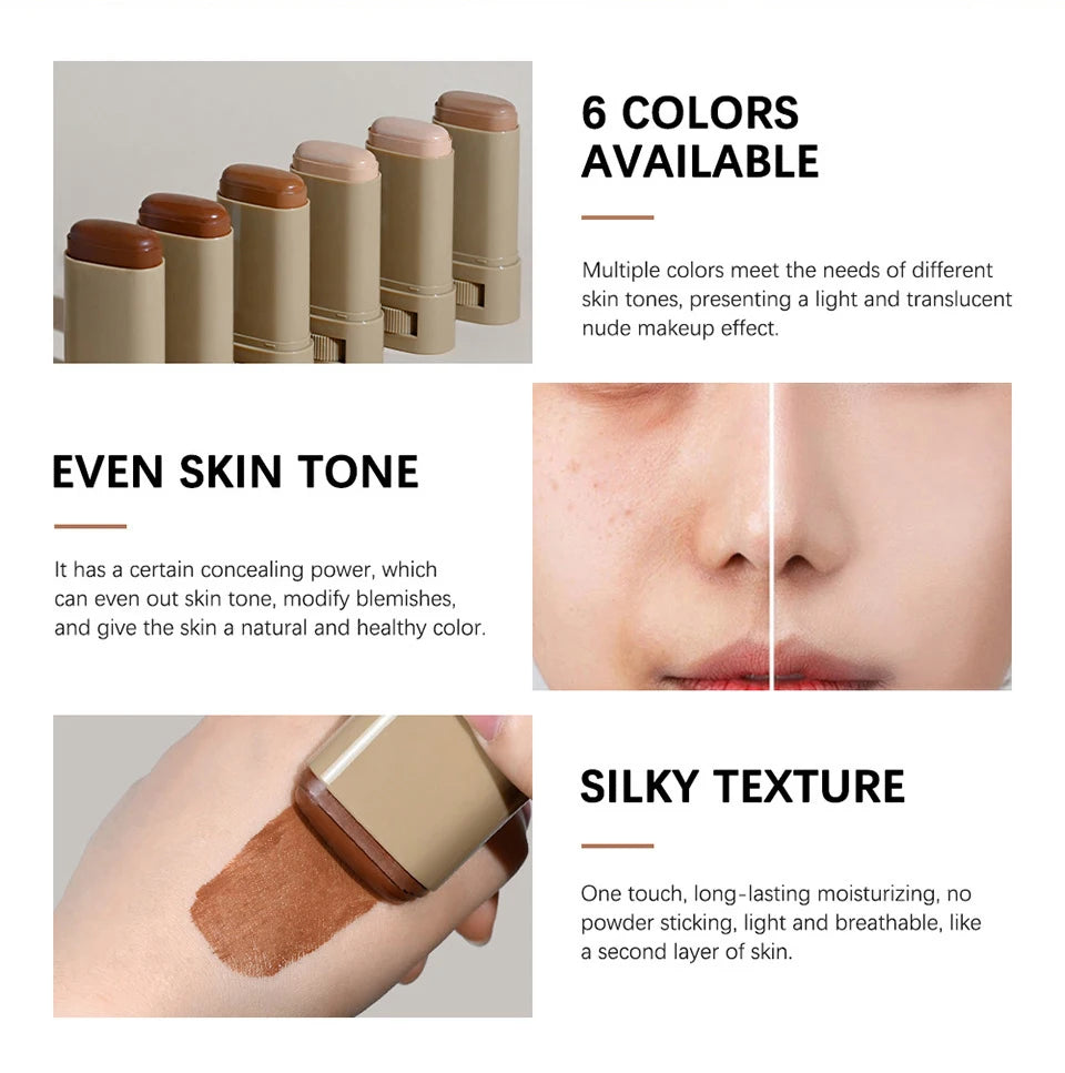 Matte Foundation Stick and Setting Powder Makeup Set for Flawless Skin