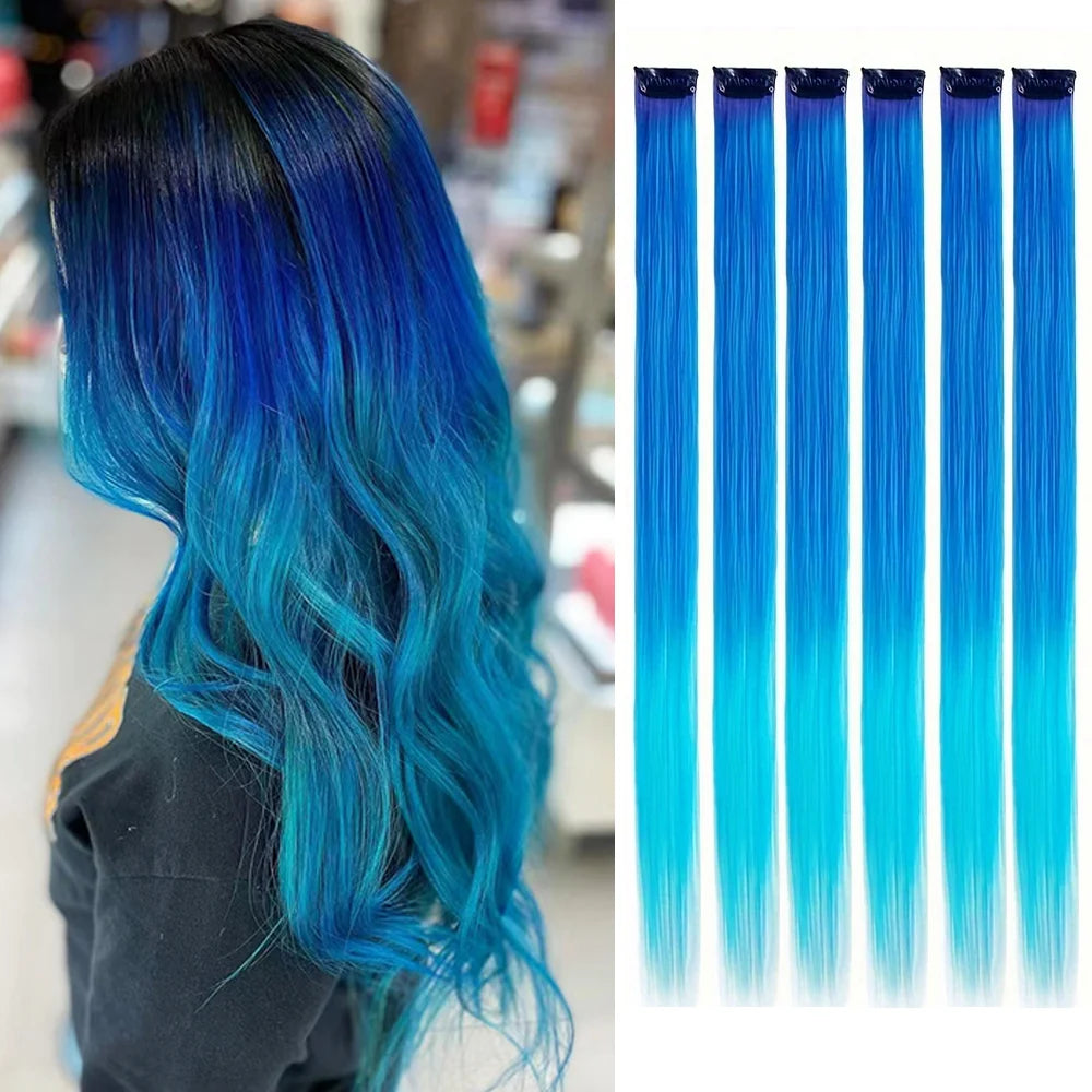 22-Inch Colored Clip-In Hair Extension Highlights