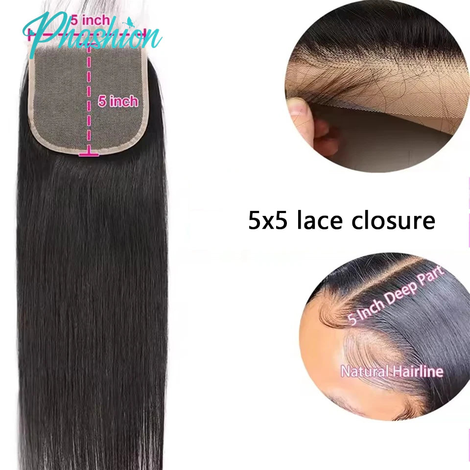 Straight Human Hair Lace Closure for Natural Seamless Styles - 5