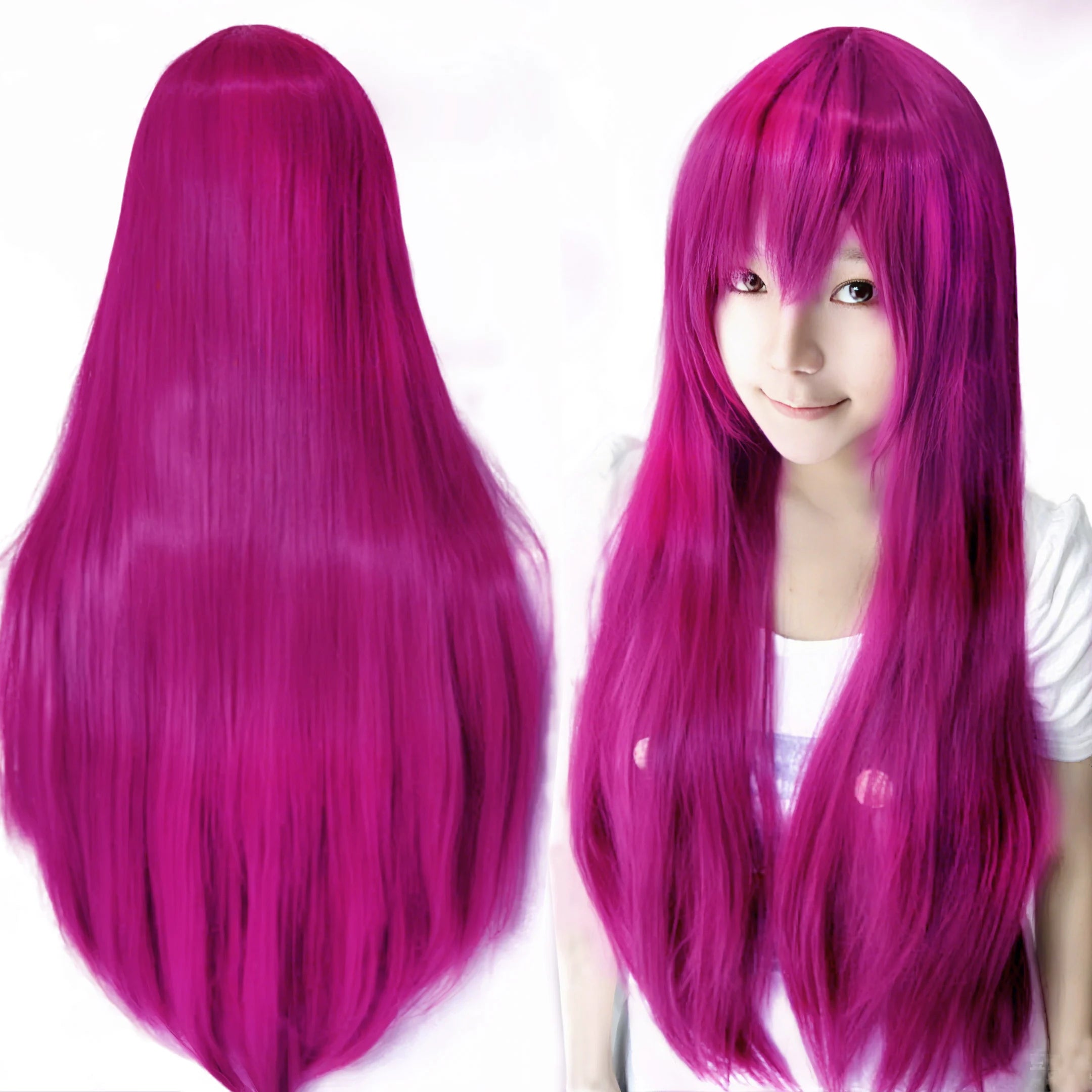 Long Straight Synthetic Cosplay Wig with Bangs - 6