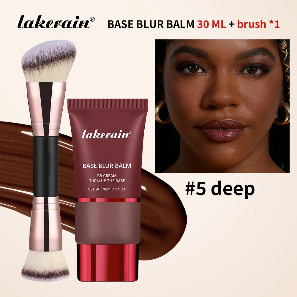 Matte Liquid Foundation and Dual-Ended Makeup Brush Set for Flawless Skin