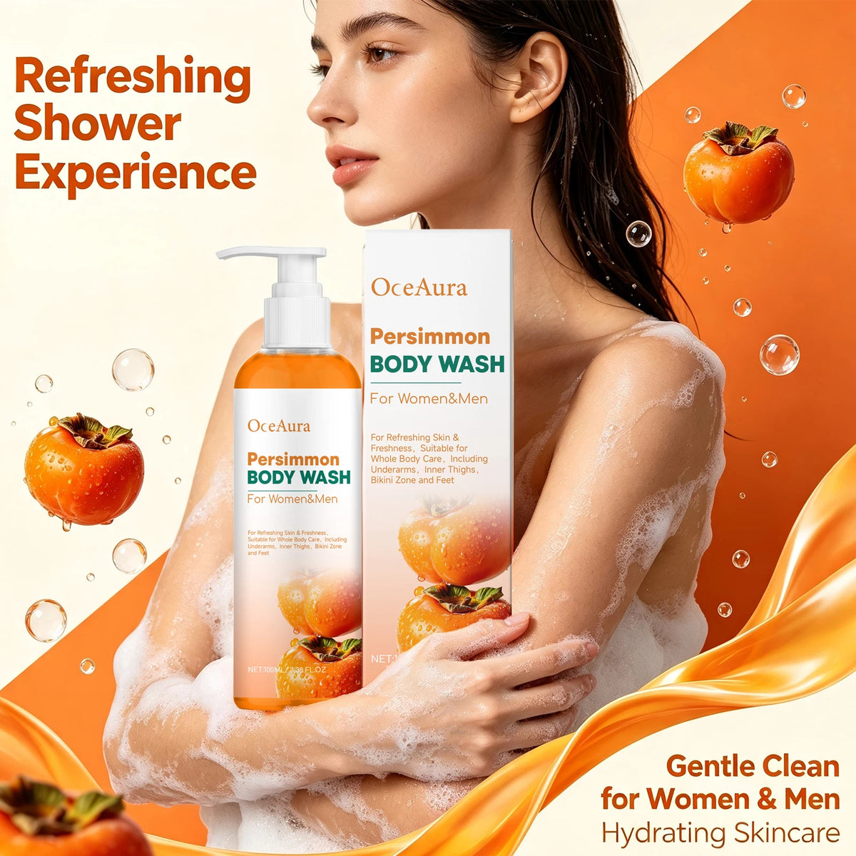 Persimmon Body Wash for Natural Odor Elimination and Skin Refreshment