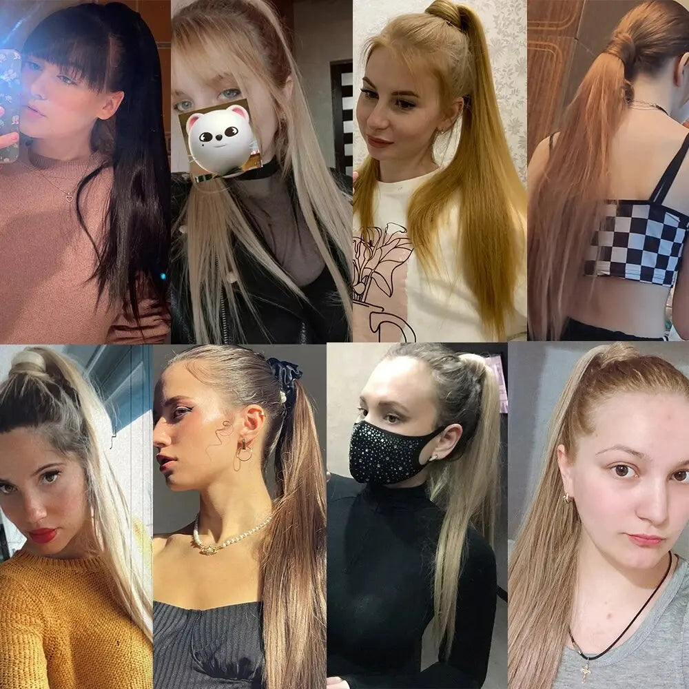 24 Inch Long Straight Wrap Around Ponytail Hair Extension for Women - 6
