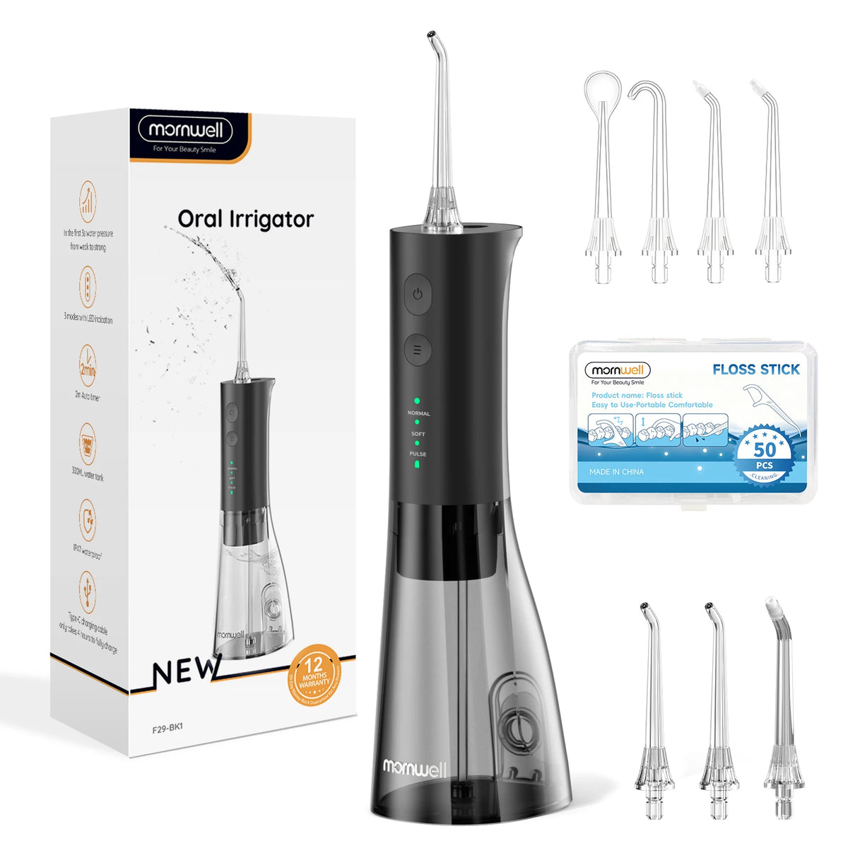Portable Rechargeable Electric Water Flosser for Teeth Deep Cleaning
