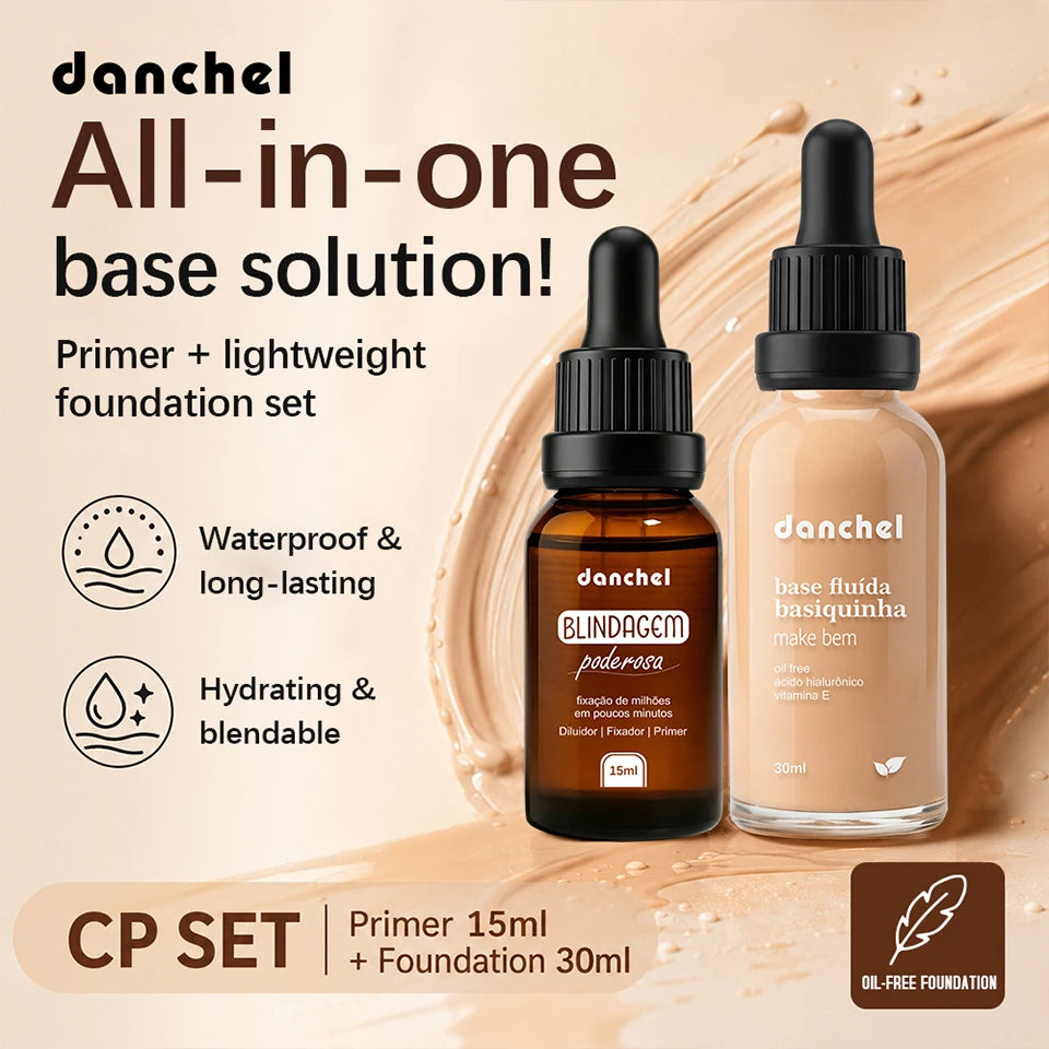 Liquid Foundation and Primer Makeup Set for Long Lasting Natural Finish - 7