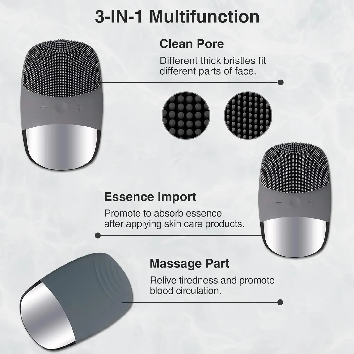 Electric Silicone Facial Cleansing Brush for Deep Pore Exfoliation - 2
