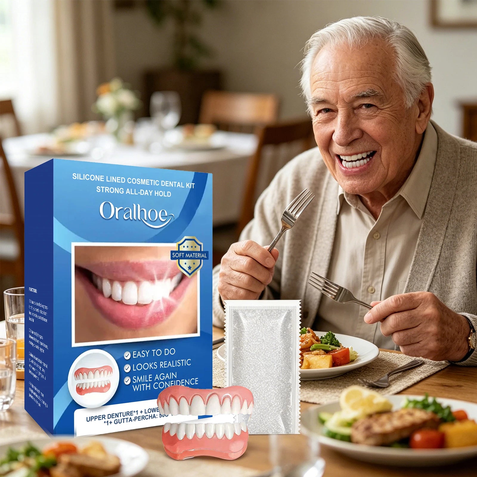 Natural Silicone Dentures Set for Instant Comfortable Smile Restoration - 5
