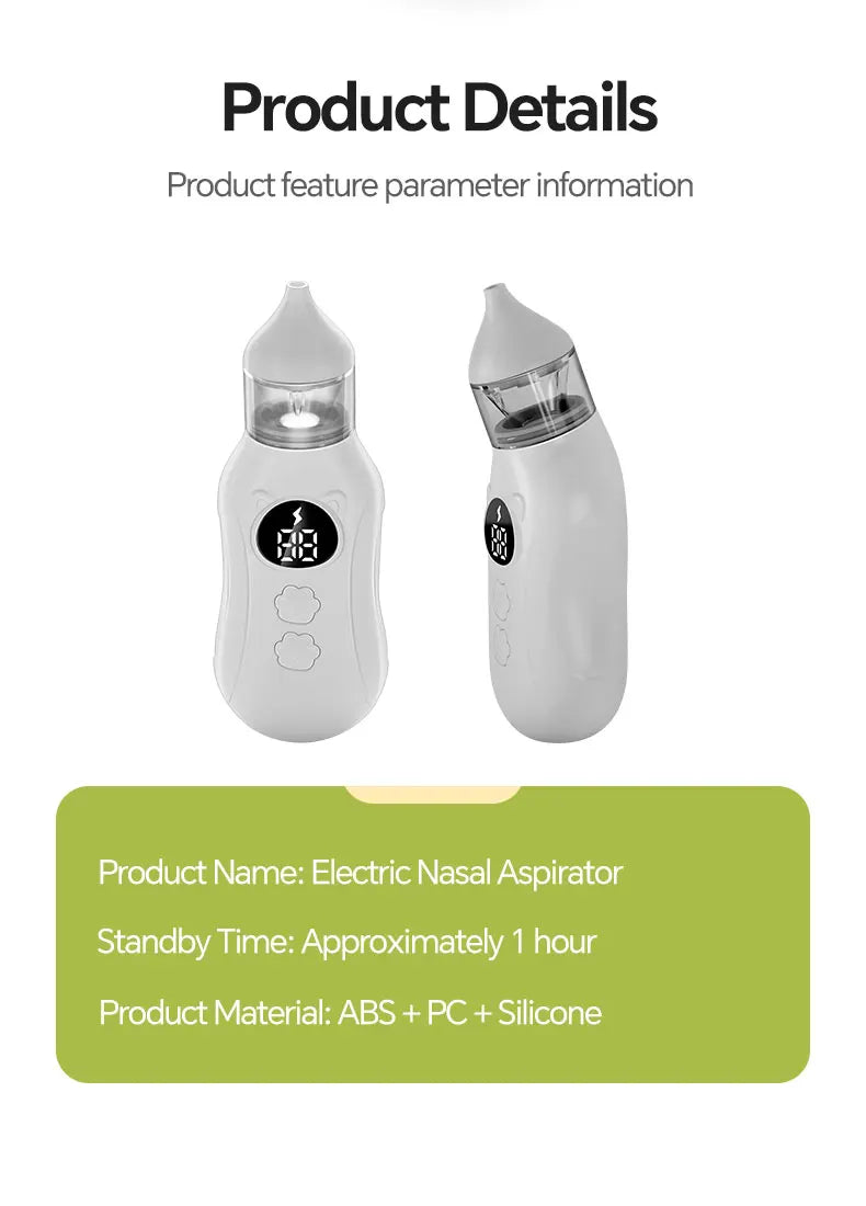Electric Baby Nasal Aspirator with 9 Suction Levels for Newborns