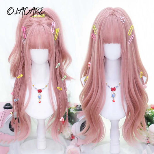 Long Wavy Ombre Cosplay Lolita Wig with Bangs