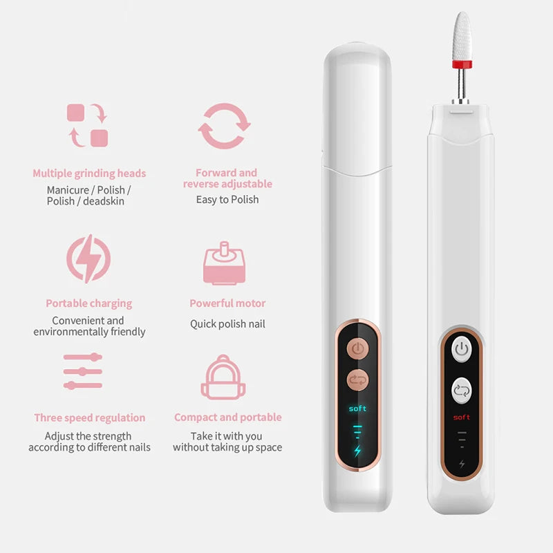 Professional Cordless Electric Nail File and Manicure Pedicure Drill Kit