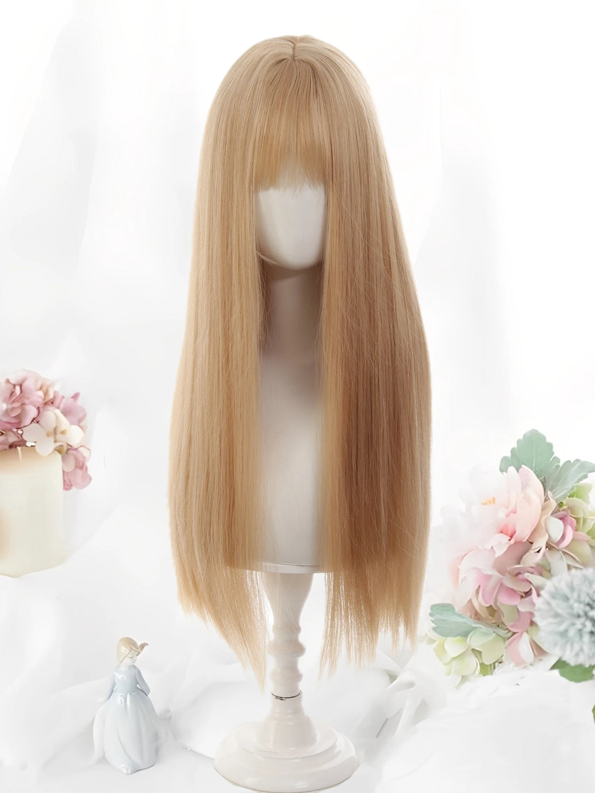 24 Inch Long Pink Cosplay Wig with Bangs
