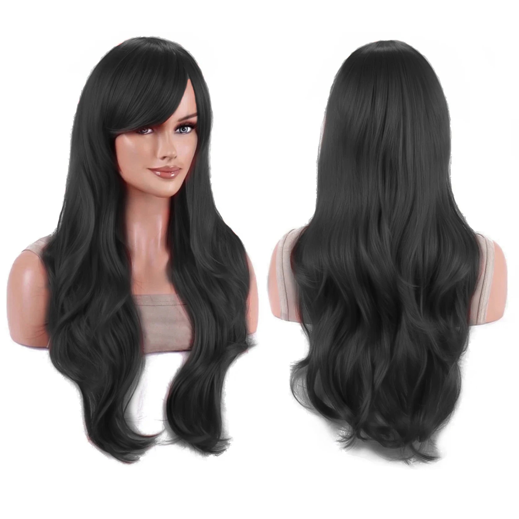 Long Wavy Black Cosplay Wig for Halloween and Costume Parties - 1