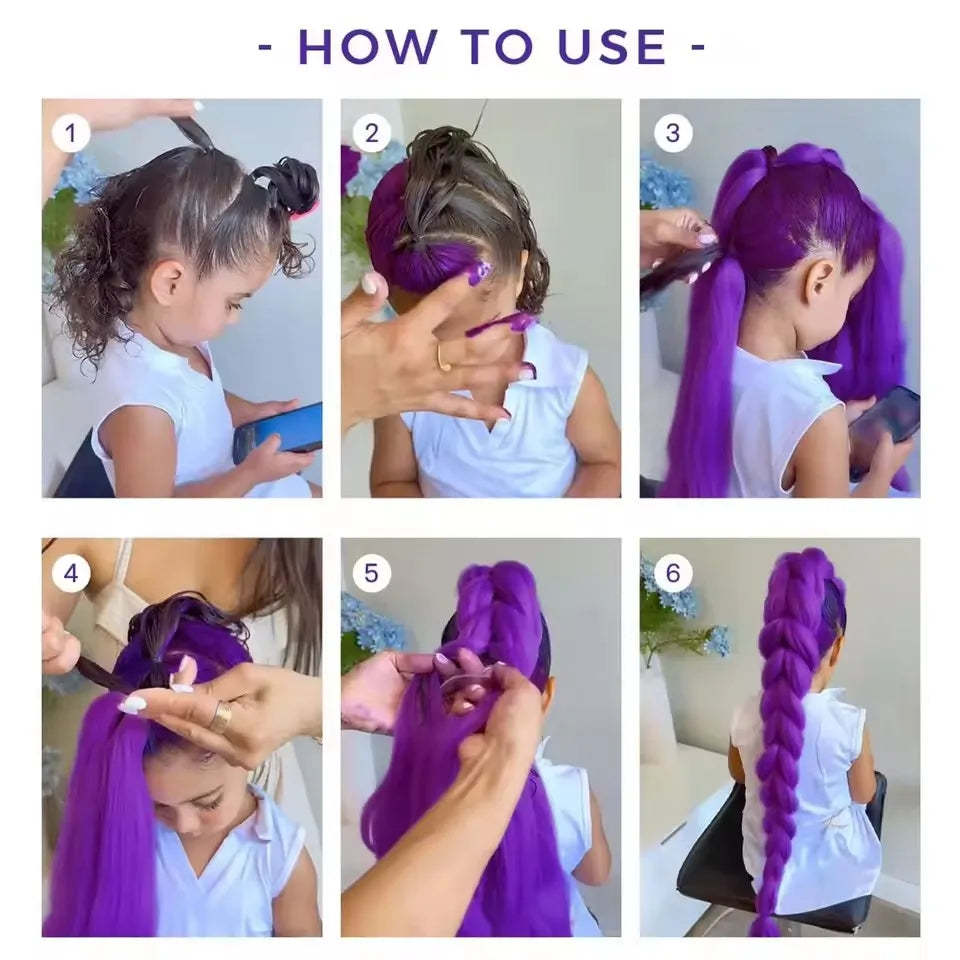 24-Inch Purple Synthetic Braiding Hair Extensions for Parties - 6