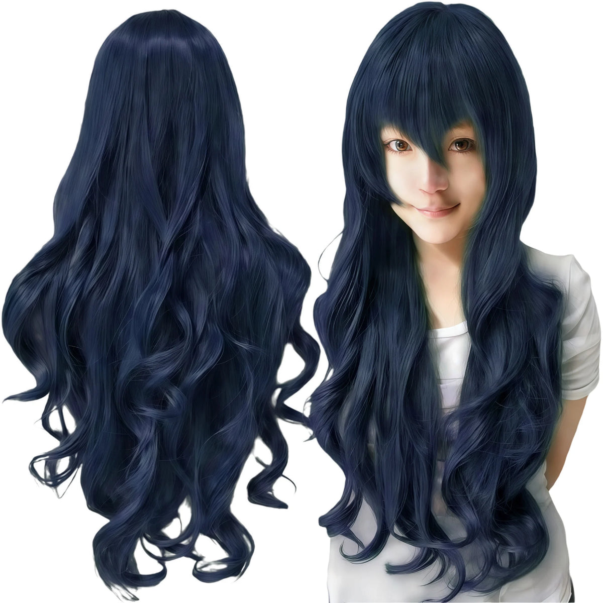 Long Curly Blonde Synthetic Hair Wig for Cosplay and Costume Parties