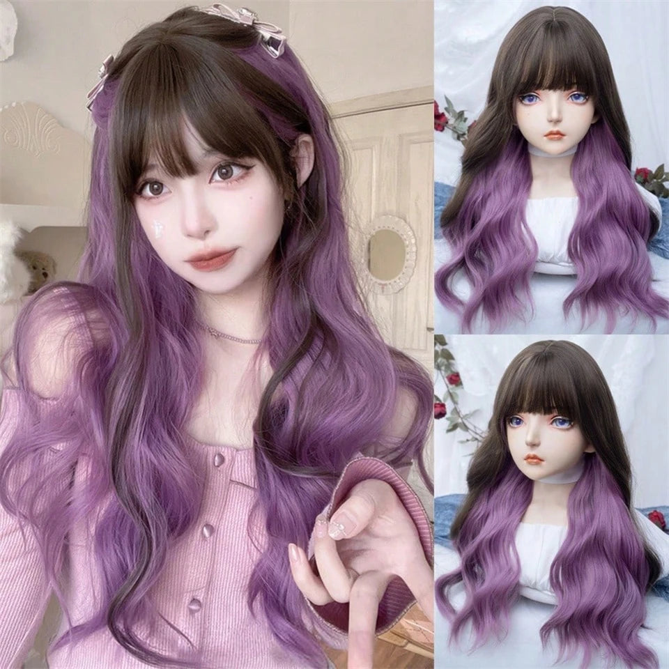 Wavy Brown Cosplay Wig with Curly Pigtails for Costume Parties - 59