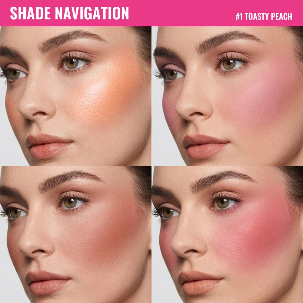 4-Color Matte Blush Palette with Professional Makeup Brush - 5
