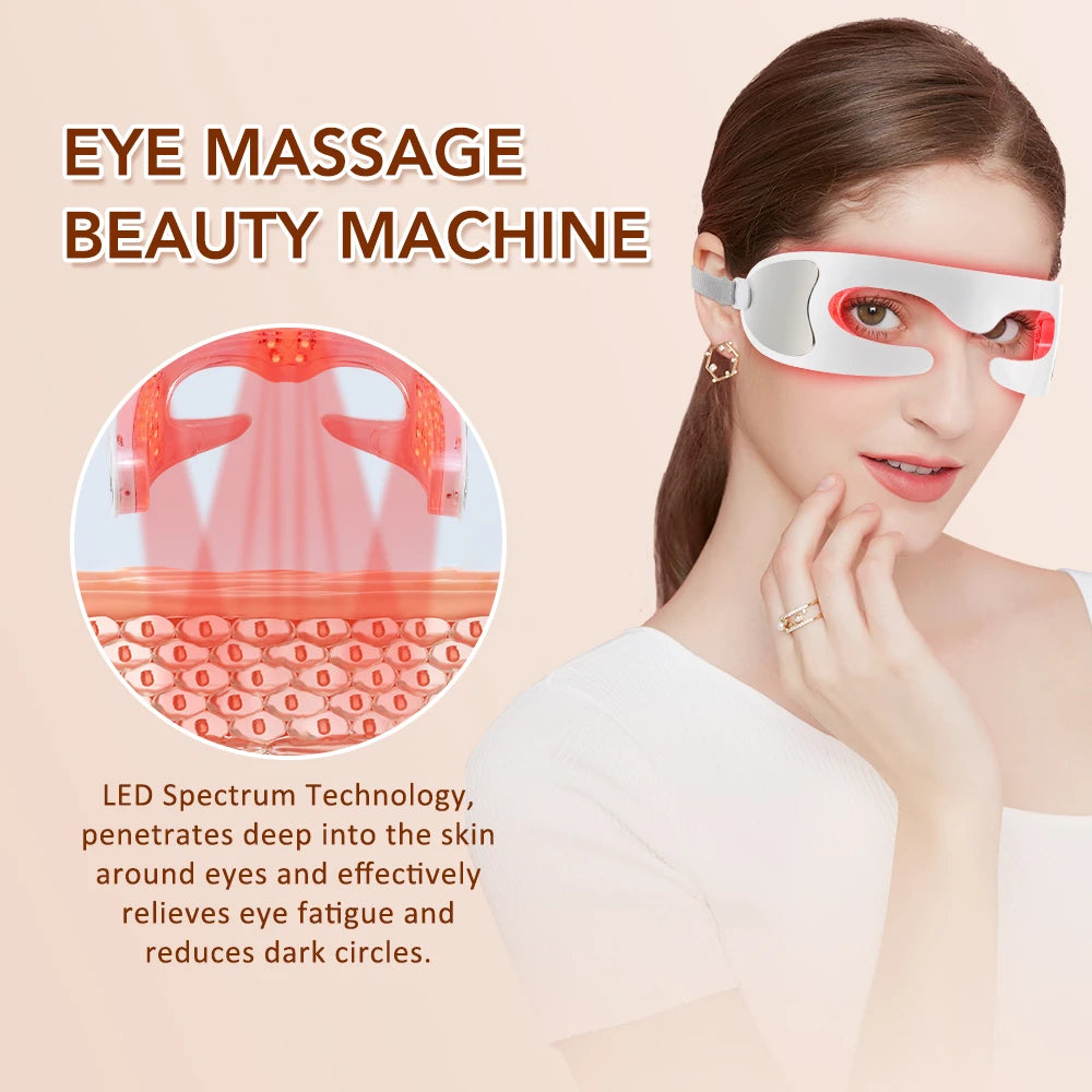 3D LED Red Light Therapy Eye Massager for Fatigue and Dark Circles