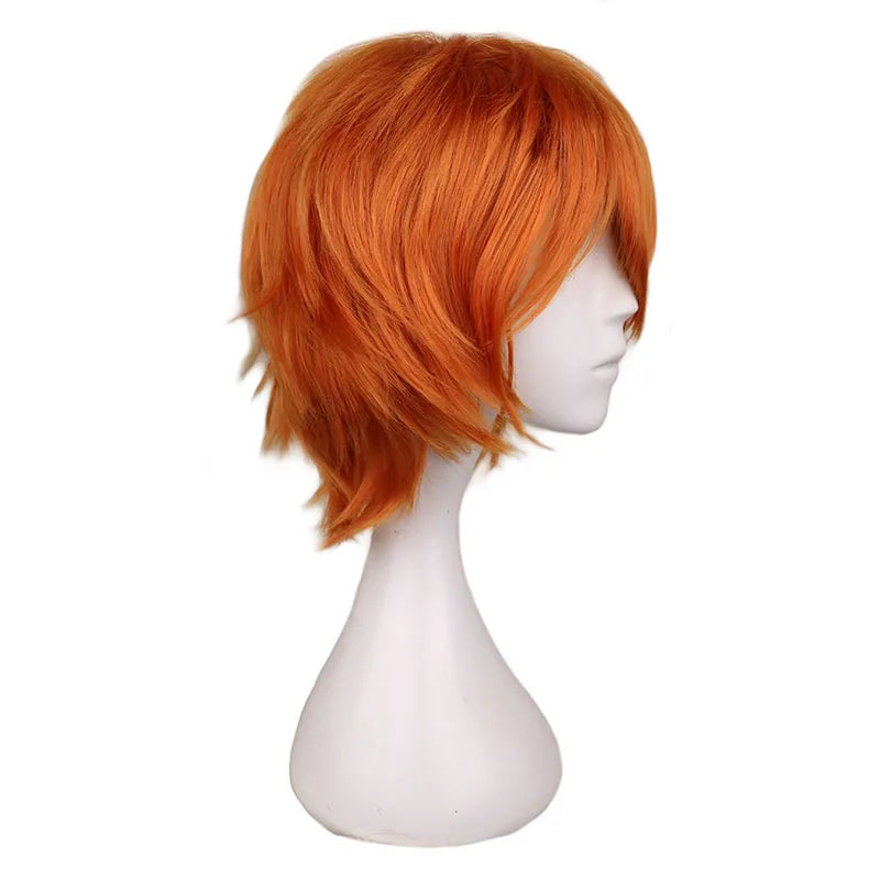 Short Orange Cosplay Wig for Halloween Costumes - 8