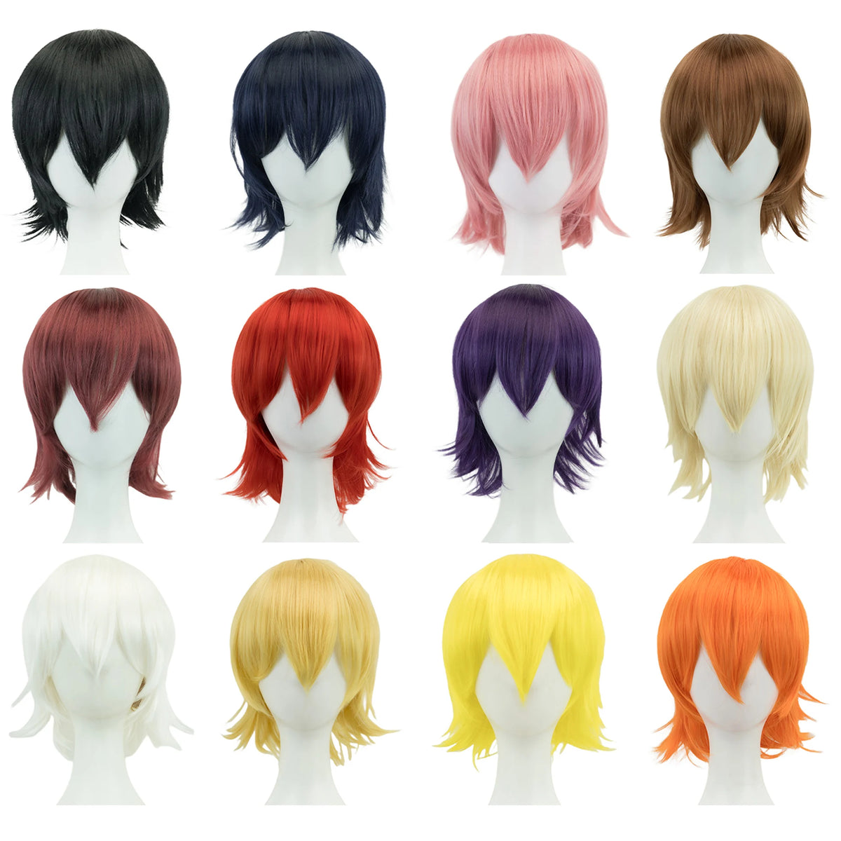 Short Curly Cosplay Bob Wig with Bangs for Costume Parties