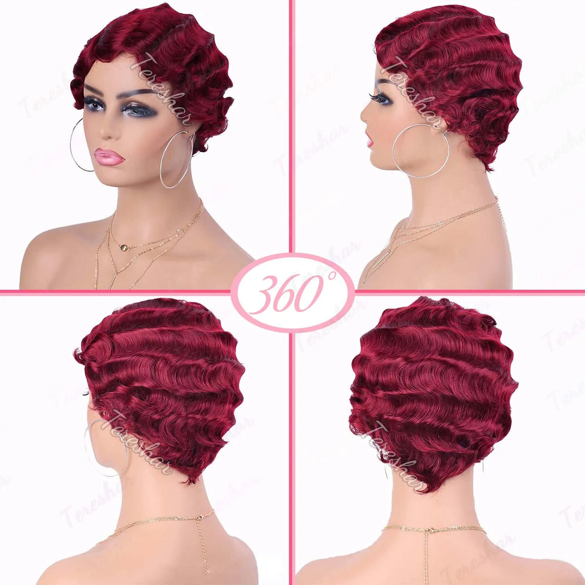 Short Finger Wave Pixie Cut Wig for Daily Wear and Vintage Style Parties
