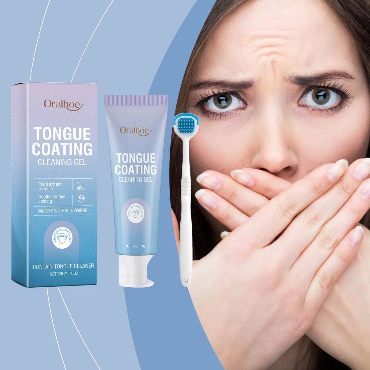 Tongue Cleaning Gel and Scraper Kit for Bad Breath and Oral Hygiene