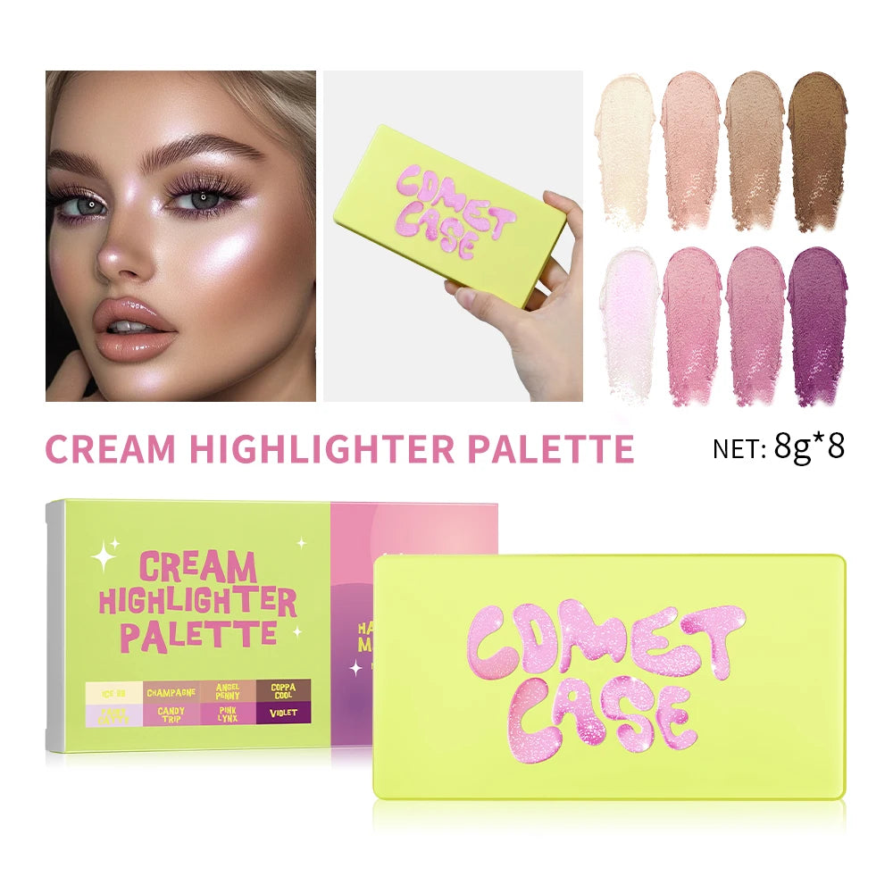 8-Color Cream Blush and Face Contouring Palette for Natural Makeup Looks