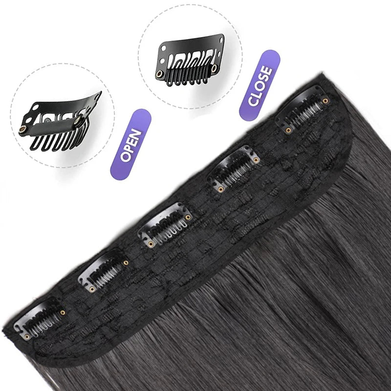 One-Piece Clip-In Long Straight Hair Extension for Women