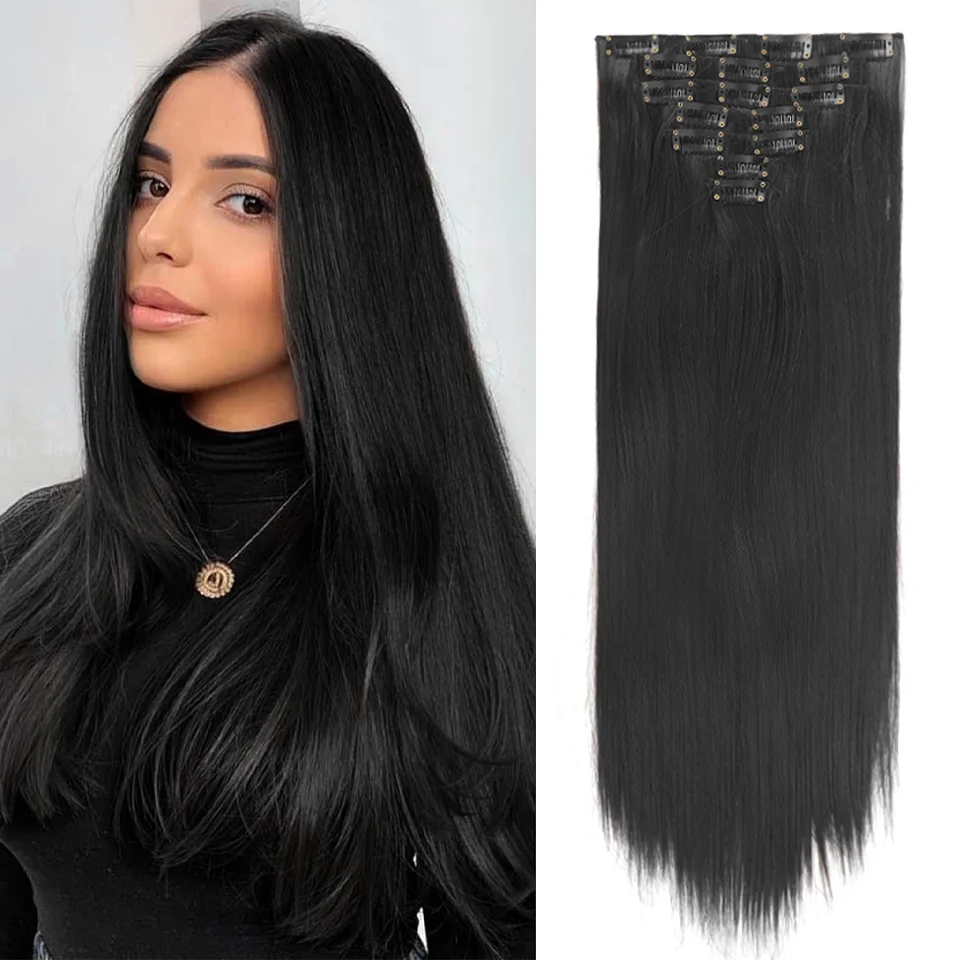 7-Piece Straight Clip-In Hair Extension Set - 6